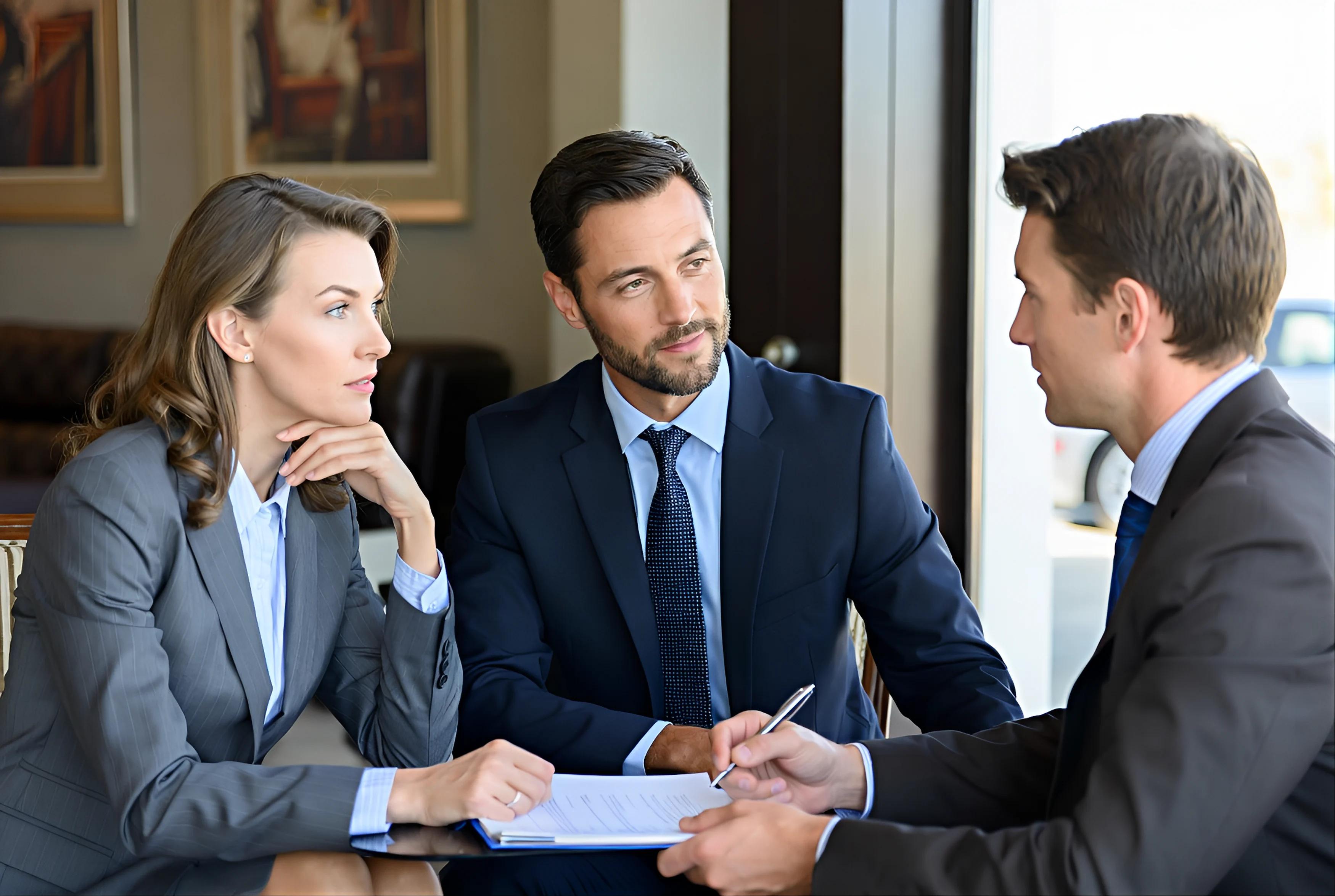 Advisors reviewing a private client insurance plan in an office